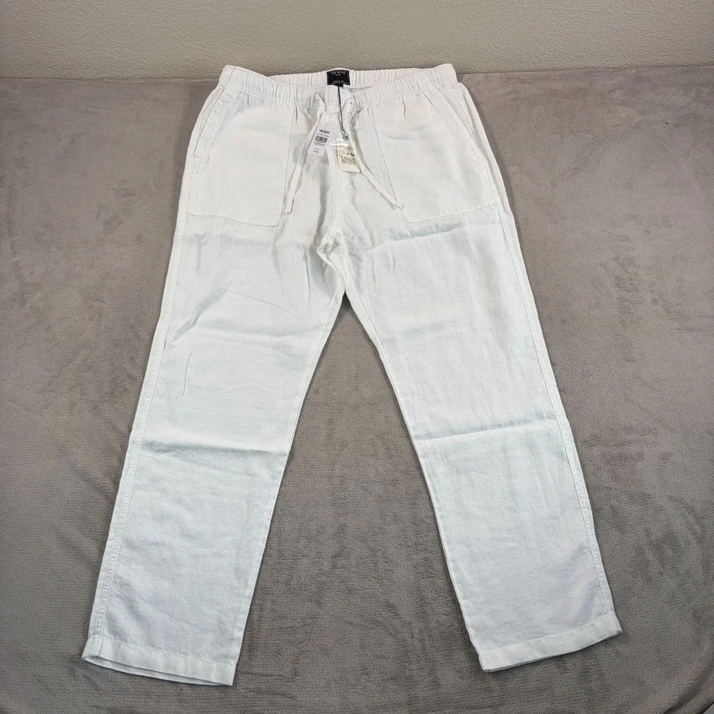 TODD SNYDER Straight Fit 100% Linen Beach Pants in White Men 2XL Drawcord NWT